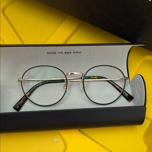 Warby Parker Round Gold and Black Glasses